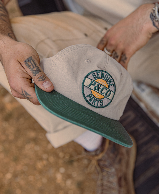 Genuine Parts 5 Panel - Ecru / Green